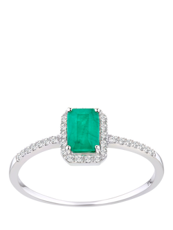 Mogul 18ct White Gold Emerald and Diamond Ring, White