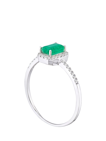 Mogul 18ct White Gold Emerald and Diamond Ring - view 2, White