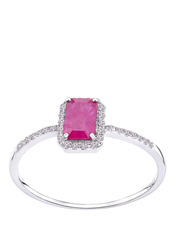 Mogul 18ct White Gold Ruby and Diamond Ring, White