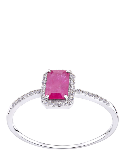Mogul 18ct White Gold Ruby and Diamond Ring, White