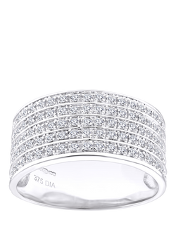 Mogul 9ct White Gold Multirow Diamond Eternity Ring, White