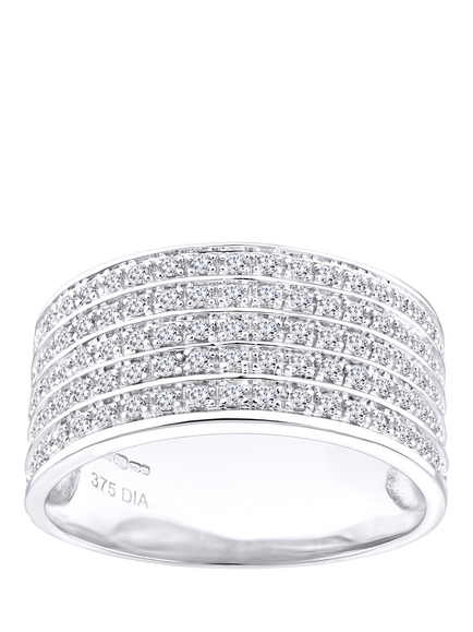 Mogul 9ct White Gold Multirow Diamond Eternity Ring, White