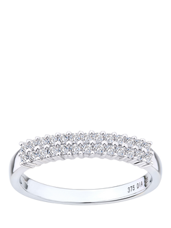 Mogul 9ct White Gold Two Row Diamond Eternity Ring, White