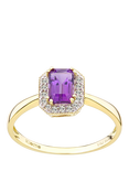 Mogul 9ct Yellow Gold Amethyst and Diamond Ring