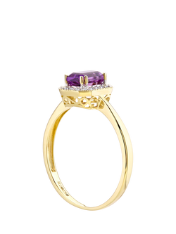 Mogul 9ct Yellow Gold Amethyst and Diamond Ring - view 2, Yellow