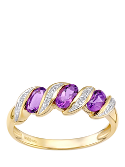 Mogul 9ct Yellow Gold Amethyst and Diamond Eternity Ring, Yellow