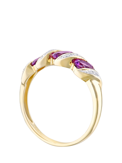 Mogul 9ct Yellow Gold Amethyst and Diamond Eternity Ring - view 2, Yellow