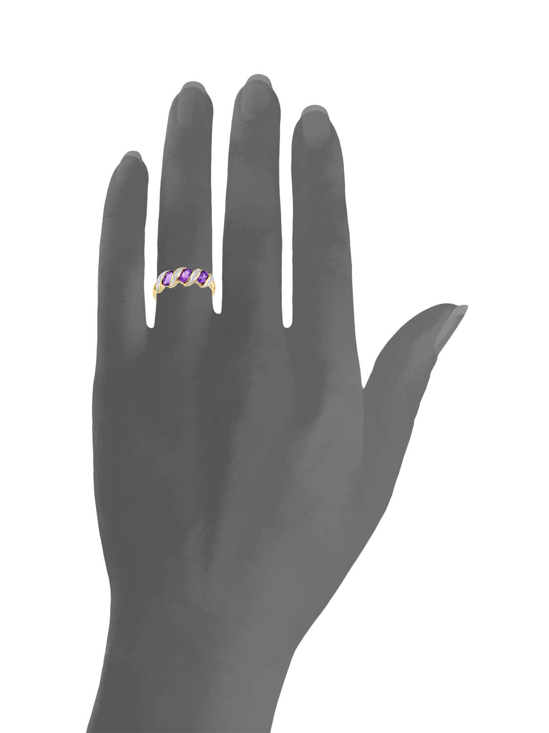 Product image 3 of 4, which shows Mogul 9ct Yellow Gold Amethyst and Diamond Eternity Ring, J
