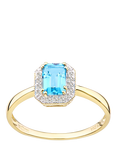 Mogul 9ct Yellow Gold Blue Topaz and Diamond Ring