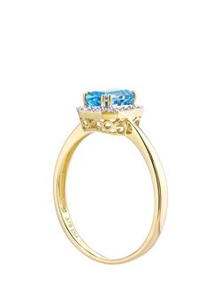 Mogul 9ct Yellow Gold Blue Topaz and Diamond Ring - view 2, Yellow
