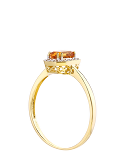 Mogul 9ct Yellow Gold Citrine and Diamond Ring - view 2, Yellow Gold