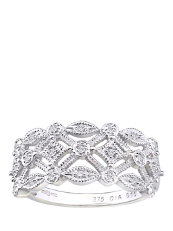 Mogul 9ct White Gold Filigree Diamond Ring, White
