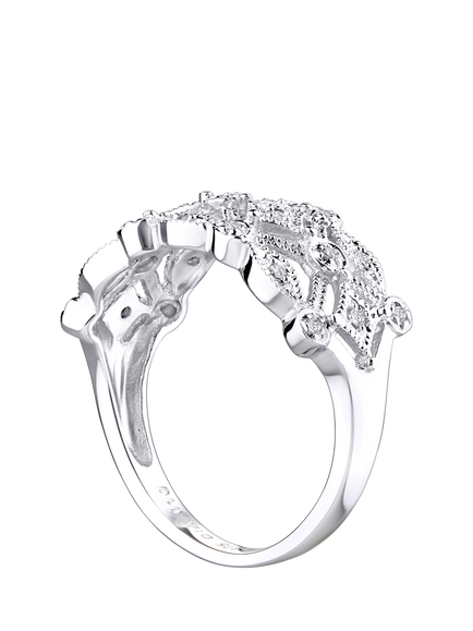 Mogul 9ct White Gold Filigree Diamond Ring - view 2, White