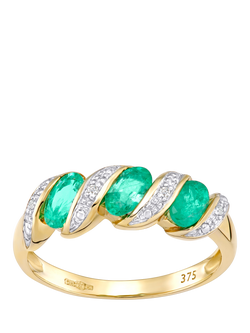 Mogul 9ct Yellow Gold Emerald and Diamond Eternity Ring, Yellow