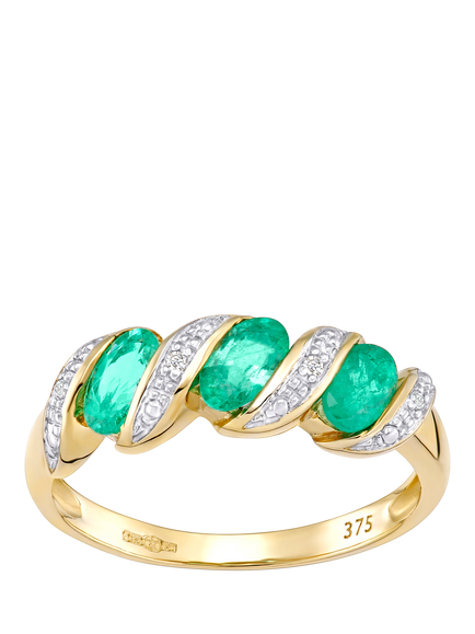 Mogul 9ct Yellow Gold Emerald and Diamond Eternity Ring, Yellow