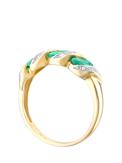 Mogul 9ct Yellow Gold Emerald and Diamond Eternity Ring - view 2, Yellow