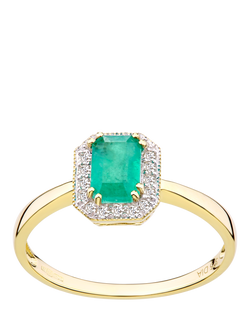 Mogul 9ct Yellow Gold Emerald and Diamond Ring, Yellow Gold