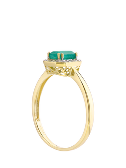 Mogul 9ct Yellow Gold Emerald and Diamond Ring - view 2, Yellow Gold