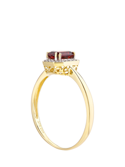 Mogul 9ct Yellow Gold Garnet and Diamond Ring - view 2, Yellow Gold