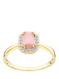 Mogul 9ct Yellow Gold Pink Opal and Diamond Ring
