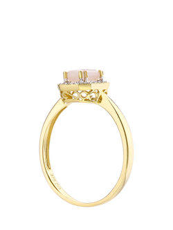 Mogul 9ct Yellow Gold Pink Opal and Diamond Ring - view 2, Yellow Gold