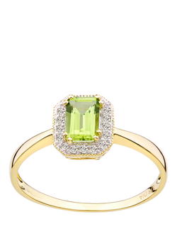 Mogul 9ct Yellow Gold Peridot and Diamond Ring, Yellow Gold