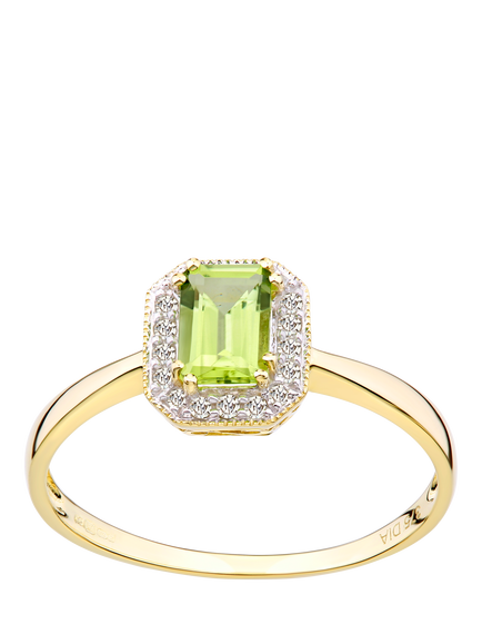 Mogul 9ct Yellow Gold Peridot and Diamond Ring, Yellow Gold