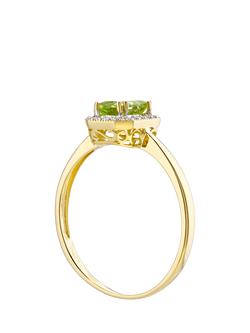 Mogul 9ct Yellow Gold Peridot and Diamond Ring - view 2, Yellow Gold