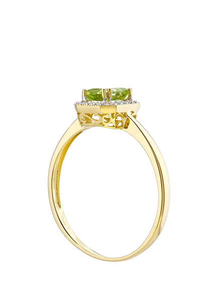 Mogul 9ct Yellow Gold Peridot and Diamond Ring - view 2, Yellow Gold