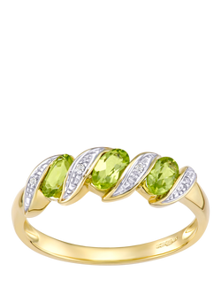Mogul 9ct Yellow Gold Peridot and Diamond Eternity Ring, Yellow