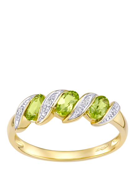 Mogul 9ct Yellow Gold Peridot and Diamond Eternity Ring, Yellow