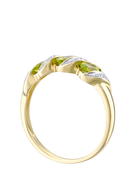 Mogul 9ct Yellow Gold Peridot and Diamond Eternity Ring - view 2, Yellow