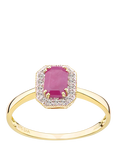 Mogul 9ct Yellow Gold Octagon Ruby and Diamond Ring