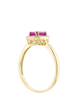 Mogul 9ct Yellow Gold Octagon Ruby and Diamond Ring - view 2, Yellow