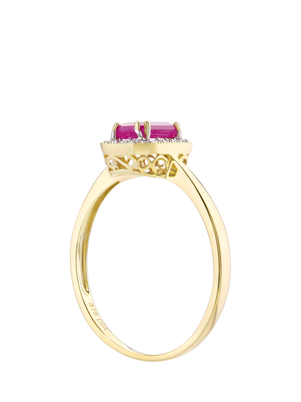 Mogul 9ct Yellow Gold Octagon Ruby and Diamond Ring - view 2, Yellow
