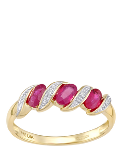 Mogul 9ct Yellow Gold Ruby and Diamond Eternity Ring, Yellow Gold