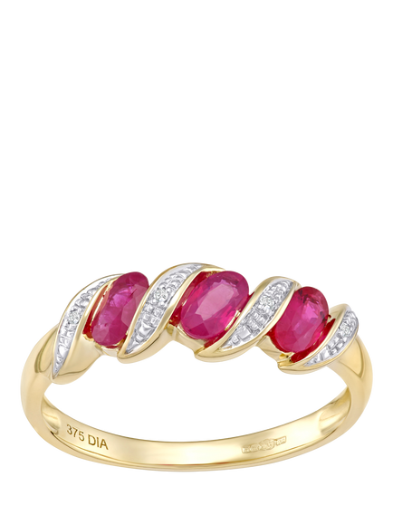 Mogul 9ct Yellow Gold Ruby and Diamond Eternity Ring, Yellow Gold