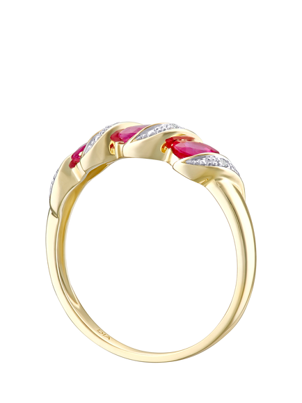 Mogul 9ct Yellow Gold Ruby and Diamond Eternity Ring - view 2, Yellow Gold