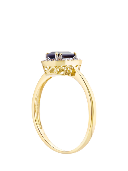 Mogul 9ct Yellow Gold Sapphire and Diamond Ring - view 2, Yellow Gold