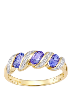 Mogul 9ct Yellow Gold Tanzanite and Diamond Eternity Ring, Yellow
