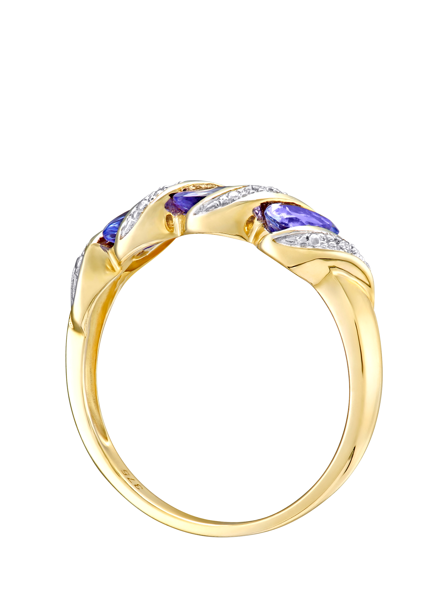 Product image 2 of 4, which shows Mogul 9ct Yellow Gold Tanzanite and Diamond Eternity Ring, J