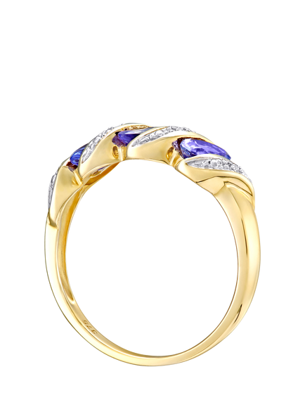 Mogul 9ct Yellow Gold Tanzanite and Diamond Eternity Ring - view 2, Yellow