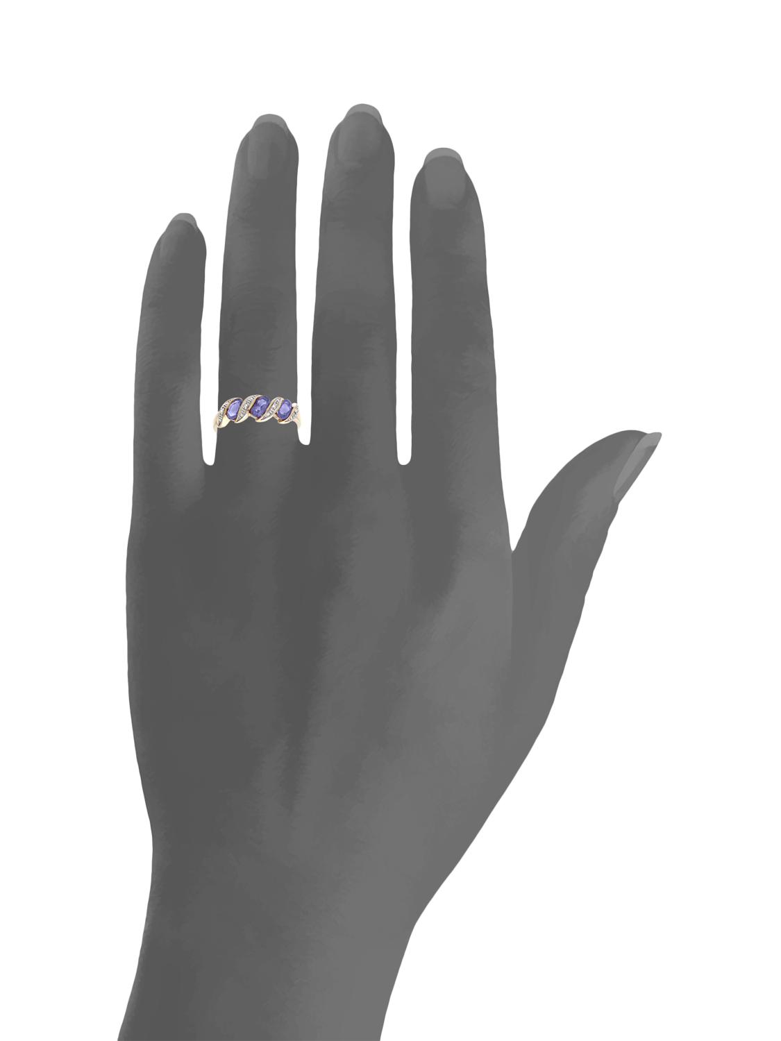 Product image 3 of 4, which shows Mogul 9ct Yellow Gold Tanzanite and Diamond Eternity Ring, J
