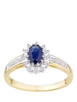 Mogul 9ct Yellow Gold Sapphire and Diamond Ring, Yellow Gold