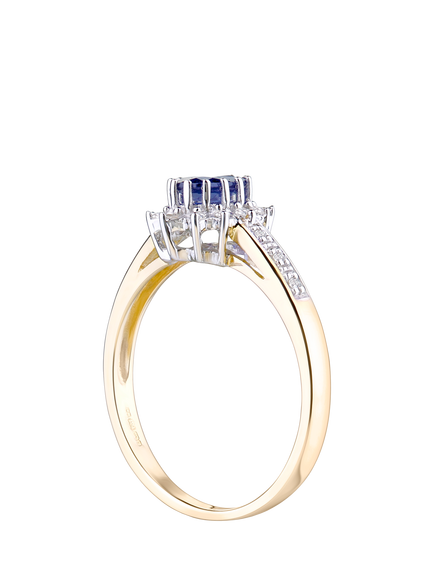 Mogul 9ct Yellow Gold Sapphire and Diamond Ring - view 2, Yellow Gold