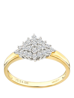 Mogul 9ct Yellow Gold Marquise Cluster Diamond Ring, Yellow Gold