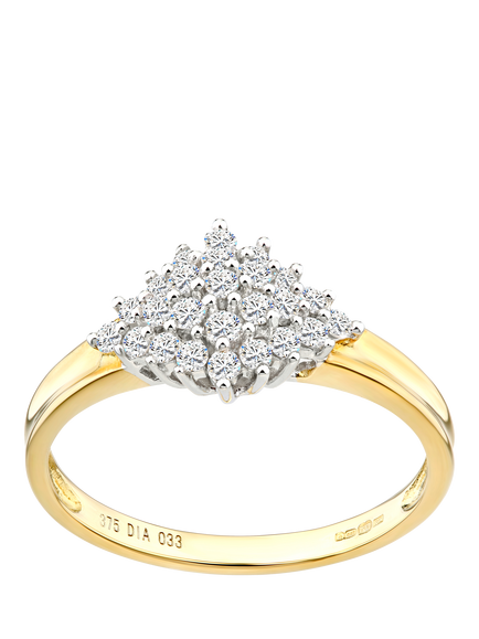 Mogul 9ct Yellow Gold Marquise Cluster Diamond Ring, Yellow Gold