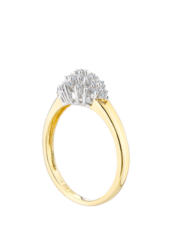 Mogul 9ct Yellow Gold Marquise Cluster Diamond Ring - view 2, Yellow Gold