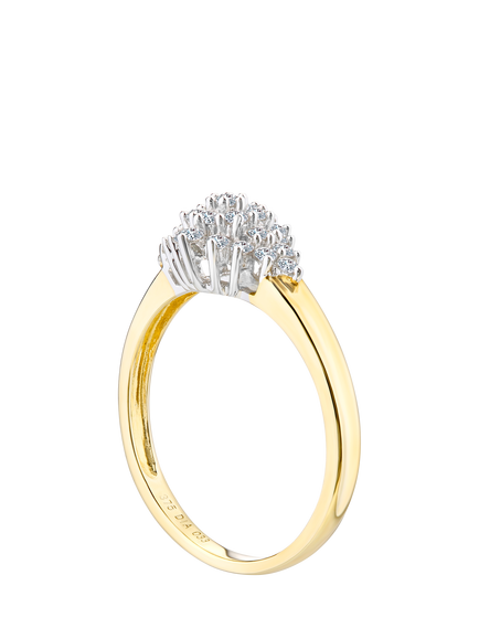 Mogul 9ct Yellow Gold Marquise Cluster Diamond Ring - view 2, Yellow Gold