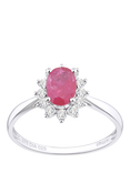 Mogul 9ct White Gold Oval Ruby and Diamond Ring